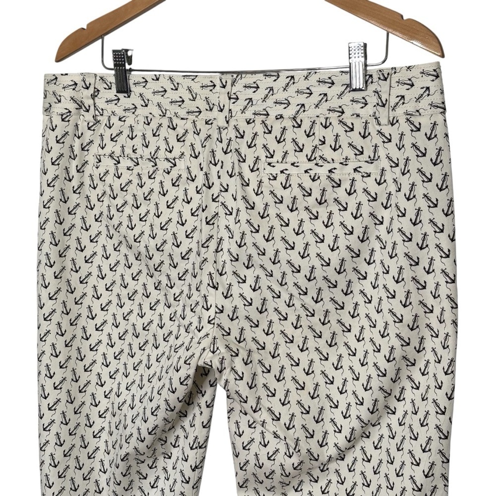 J Crew City Fit Straight Leg Cropped Anchor Printed Pants Size 14 Nautical - Picture 6 of 13